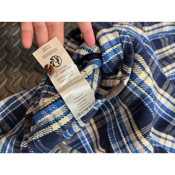 Outerknown Blue and White Plaid Casual Button Down Shirt - Picture 7 of 9